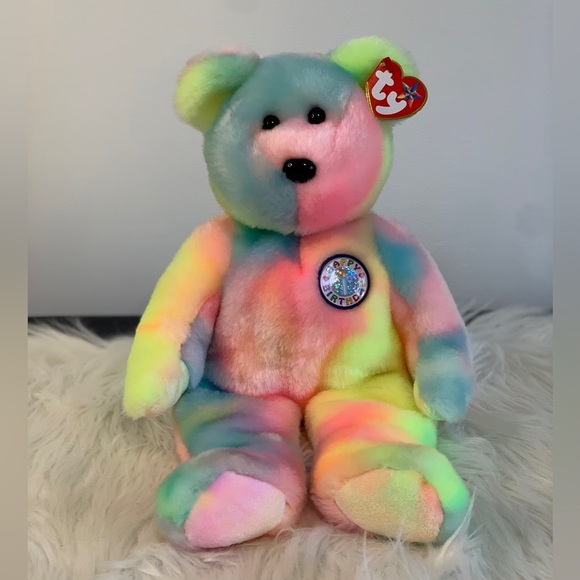 Ty (22) Pastel Rainbow Beanie Baby Bear - Picture 1 of 11